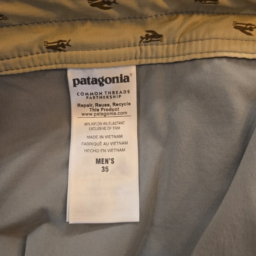 Patagonia Mens Outdoor Activewear Swim Trunks Blue Gray Size 35